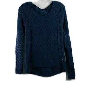 Dex - Open Weave V-Neck Blue Sweater - Small